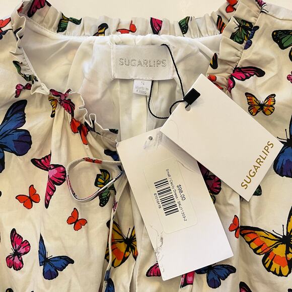 NWT Sugarlips Cecily Butterfly Dress Small Mini Novelty Print Colorful Easter - Picture 7 of 13